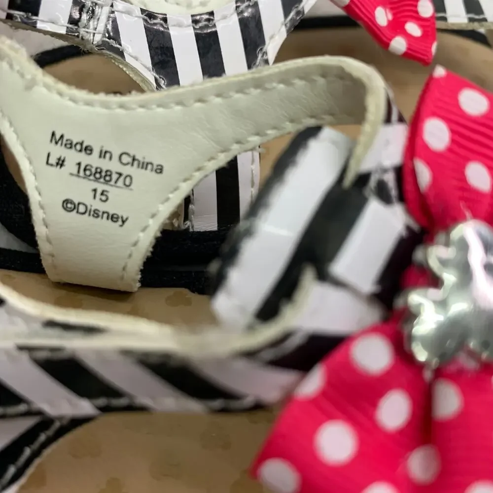 NWOT Disney Minnie Mouse Toddler Girls Sz 4 Sandals Walking Shoes Summer Sling
